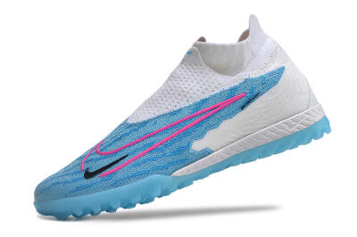 Men's Nike Phantom GX Elite DF Link TF Artificial Turf High-Tops Football Shoes - White/Blue/Pink