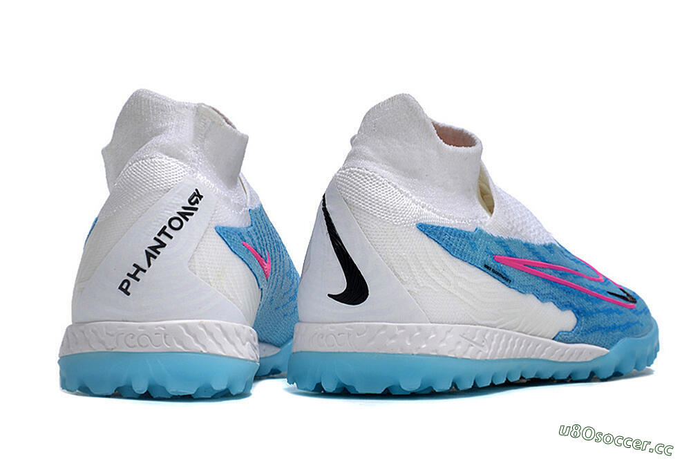 Men's Nike Phantom GX Elite DF Link TF Artificial Turf High-Tops Football Shoes - White/Blue/Pink 6