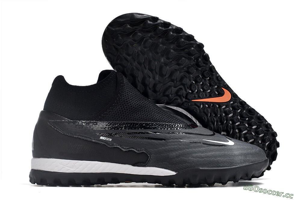 Men's Nike Phantom GX Elite DF Link TF Artificial Turf High-Tops Football Shoes - Black/Grey/White 2