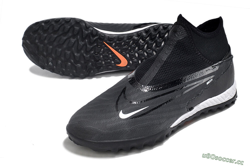 Men's Nike Phantom GX Elite DF Link TF Artificial Turf High-Tops Football Shoes - Black/Grey/White 3