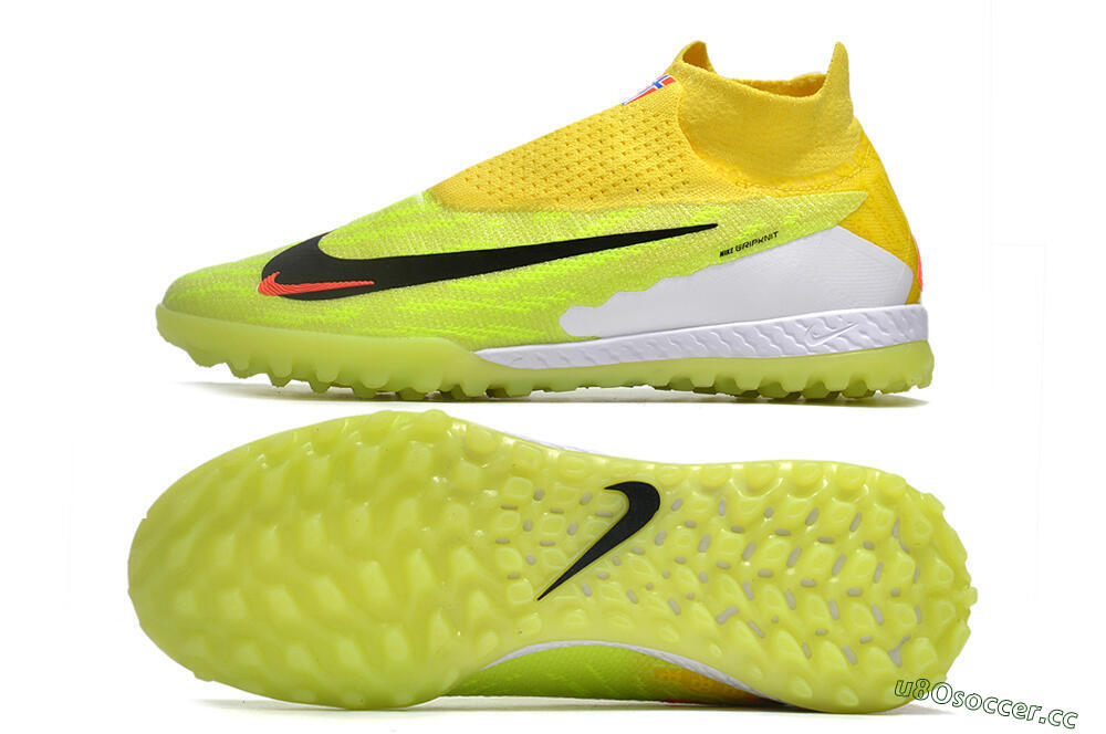 Men's Nike Phantom GX Elite DF Link TF Artificial Turf High-Tops Football Shoes - Yellow/Black/Red 1