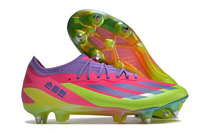 Men's Adidas X Crazyfast.1 SG Soft Ground Low-Tops Football Boots - Purple/Pink/Blue/Yellow