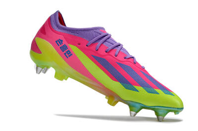 Men's Adidas X Crazyfast.1 SG Soft Ground Low-Tops Football Boots - Purple/Pink/Blue/Yellow