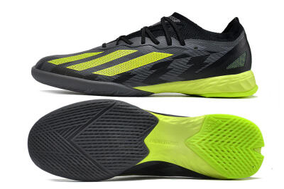 Men's Adidas X Crazyfast.1 IC Indoor & Futsal Low-Tops Football Shoes - Black/Grey/Yellow