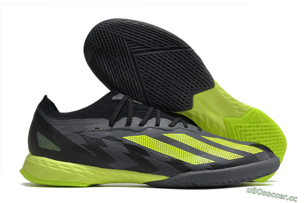 Men's Adidas X Crazyfast.1 IC Indoor & Futsal Low-Tops Football Shoes - Black/Grey/Yellow 2