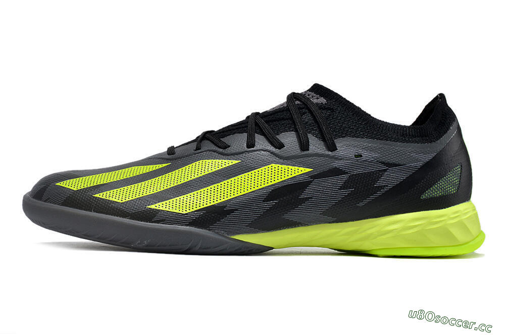 Men's Adidas X Crazyfast.1 IC Indoor & Futsal Low-Tops Football Shoes - Black/Grey/Yellow 0