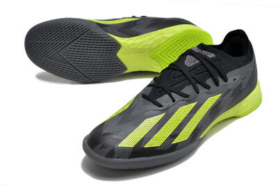 Men's Adidas X Crazyfast.1 IC Indoor & Futsal Low-Tops Football Shoes - Black/Grey/Yellow