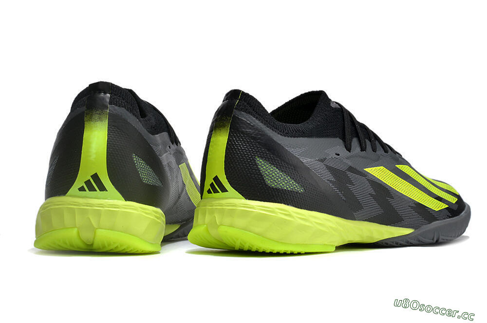 Men's Adidas X Crazyfast.1 IC Indoor & Futsal Low-Tops Football Shoes - Black/Grey/Yellow 6