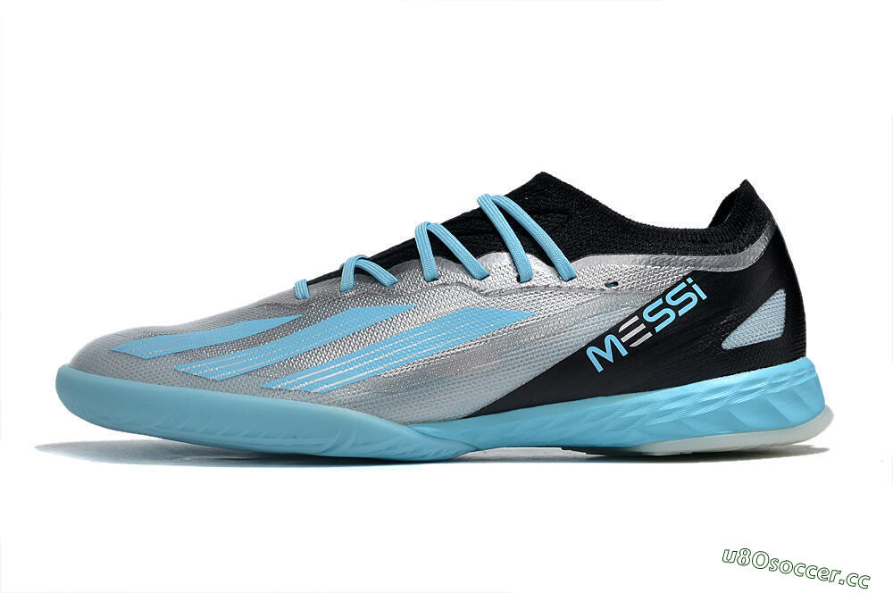 Men's Adidas X Crazyfast.1 IC Indoor & Futsal Low-Tops Football Shoes - Silver/Blue/Black 0