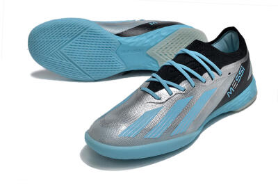 Men's Adidas X Crazyfast.1 IC Indoor & Futsal Low-Tops Football Shoes - Silver/Blue/Black
