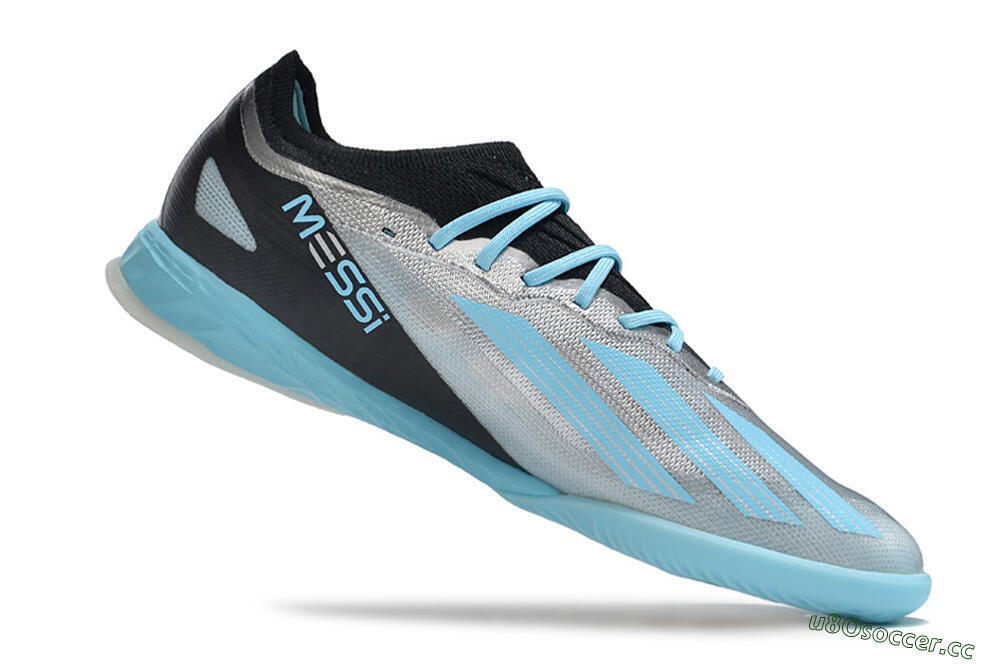 Men's Adidas X Crazyfast.1 IC Indoor & Futsal Low-Tops Football Shoes - Silver/Blue/Black 4