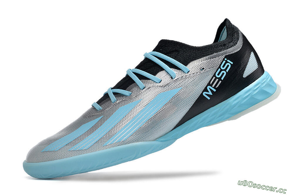 Men's Adidas X Crazyfast.1 IC Indoor & Futsal Low-Tops Football Shoes - Silver/Blue/Black 5