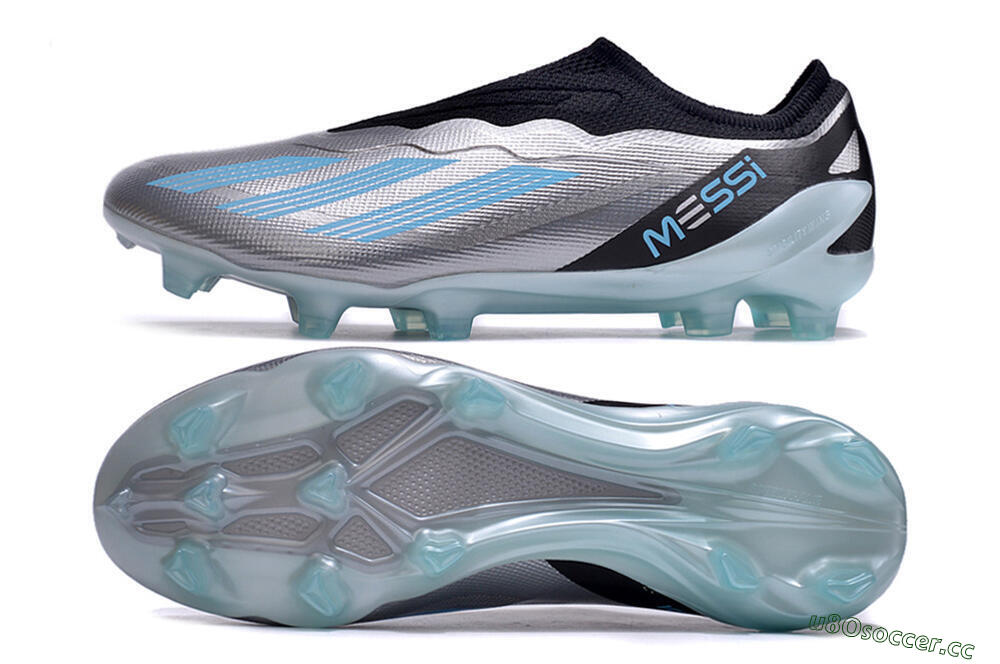 Men's Adidas X Crazyfast+ FG Firm Ground Low-Tops Football Boots - Silver/Blue/Black 1