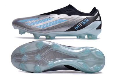 Men's Adidas X Crazyfast+ FG Firm Ground Low-Tops Football Boots - Silver/Blue/Black