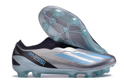 Men's Adidas X Crazyfast+ FG Firm Ground Low-Tops Football Boots - Silver/Blue/Black