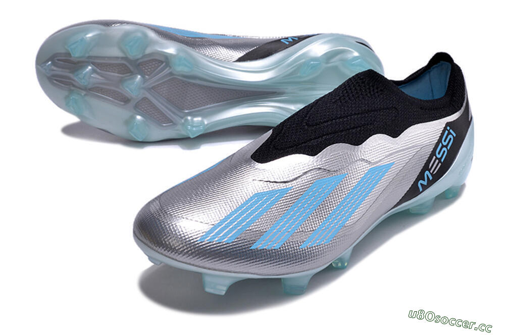Men's Adidas X Crazyfast+ FG Firm Ground Low-Tops Football Boots - Silver/Blue/Black 3