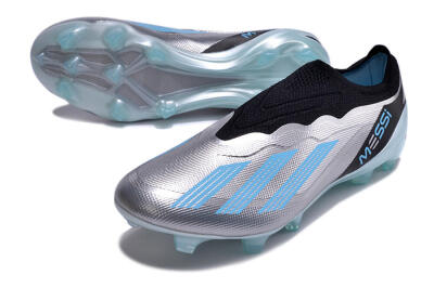 Men's Adidas X Crazyfast+ FG Firm Ground Low-Tops Football Boots - Silver/Blue/Black