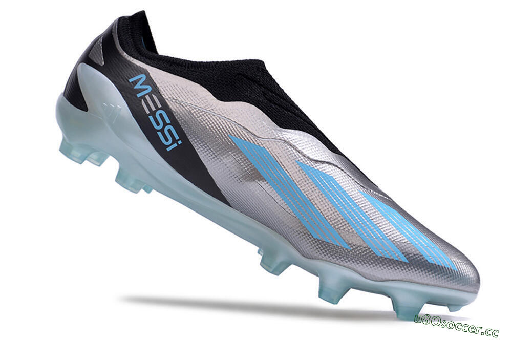 Men's Adidas X Crazyfast+ FG Firm Ground Low-Tops Football Boots - Silver/Blue/Black 4