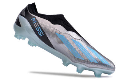 Men's Adidas X Crazyfast+ FG Firm Ground Low-Tops Football Boots - Silver/Blue/Black