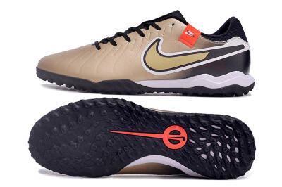 Men's Nike Tiempo Legend 10 Academy TF Artificial Turf Low-Tops Football Shoes - Brown/Gold/White