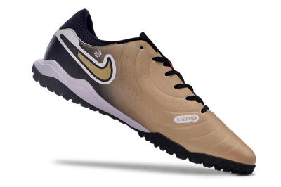 Men's Nike Tiempo Legend 10 Academy TF Artificial Turf Low-Tops Football Shoes - Brown/Gold/White