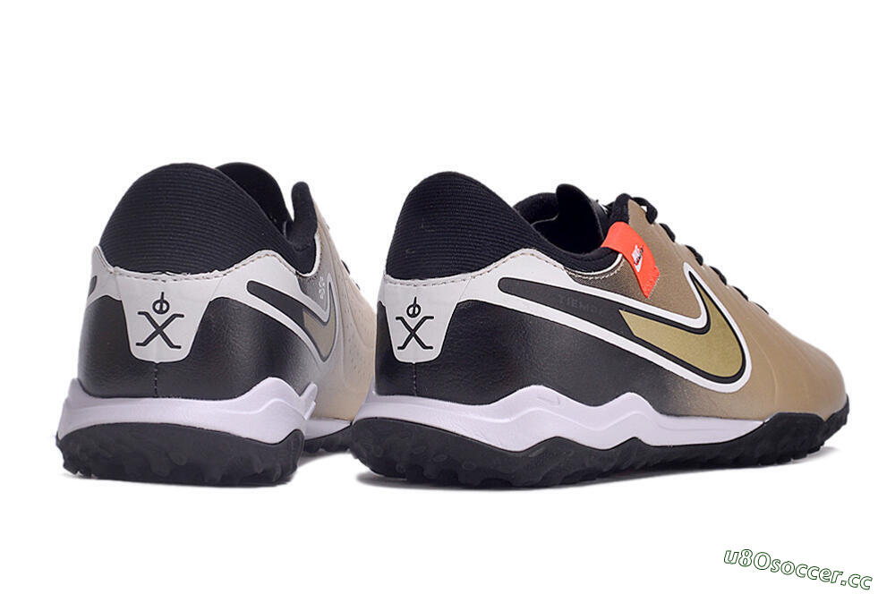 Men's Nike Tiempo Legend 10 Academy TF Artificial Turf Low-Tops Football Shoes - Brown/Gold/White 6