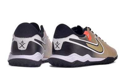 Men's Nike Tiempo Legend 10 Academy TF Artificial Turf Low-Tops Football Shoes - Brown/Gold/White