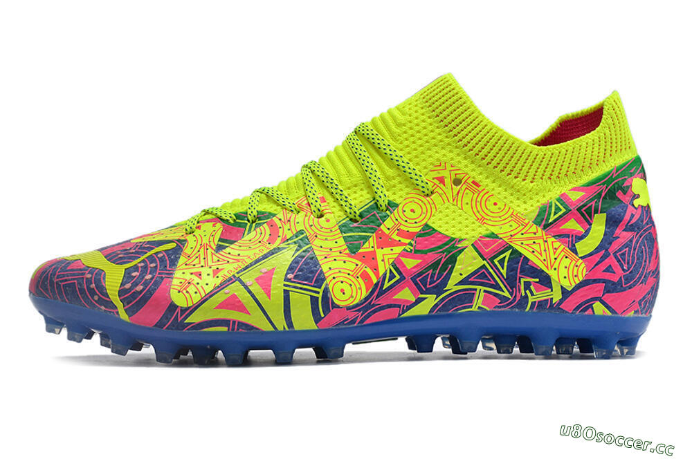Men's Puma Future Ultimate MG Multi Ground Low-Tops Football Boots - Yellow/Pink/Blue 0