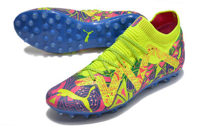 Men's Puma Future Ultimate MG Multi Ground Low-Tops Football Boots - Yellow/Pink/Blue