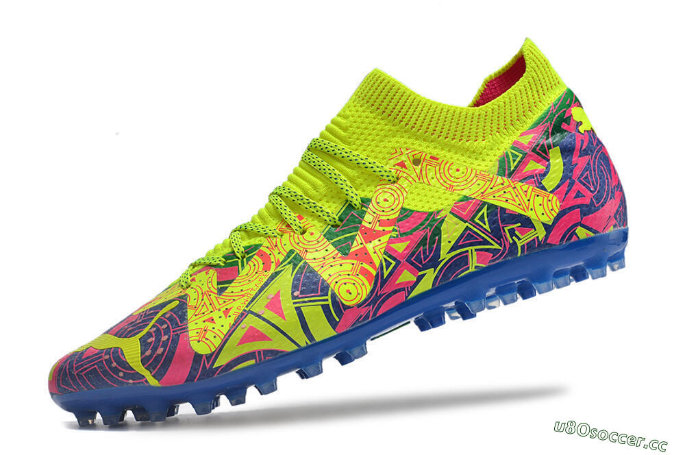 Men's Puma Future Ultimate MG Multi Ground Low-Tops Football Boots - Yellow/Pink/Blue 5