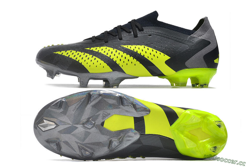 Men's Adidas Predator Accuracy Paul Pogba.1 FG Firm Ground Low-Tops Football Boots - Grey/Black/Yellow 1
