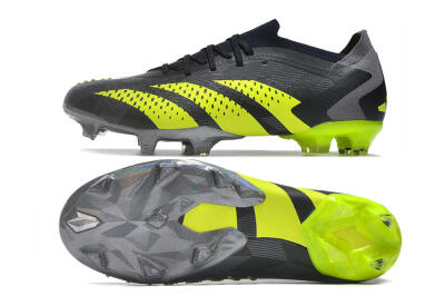 Men's Adidas Predator Accuracy Paul Pogba.1 FG Firm Ground Low-Tops Football Boots - Grey/Black/Yellow