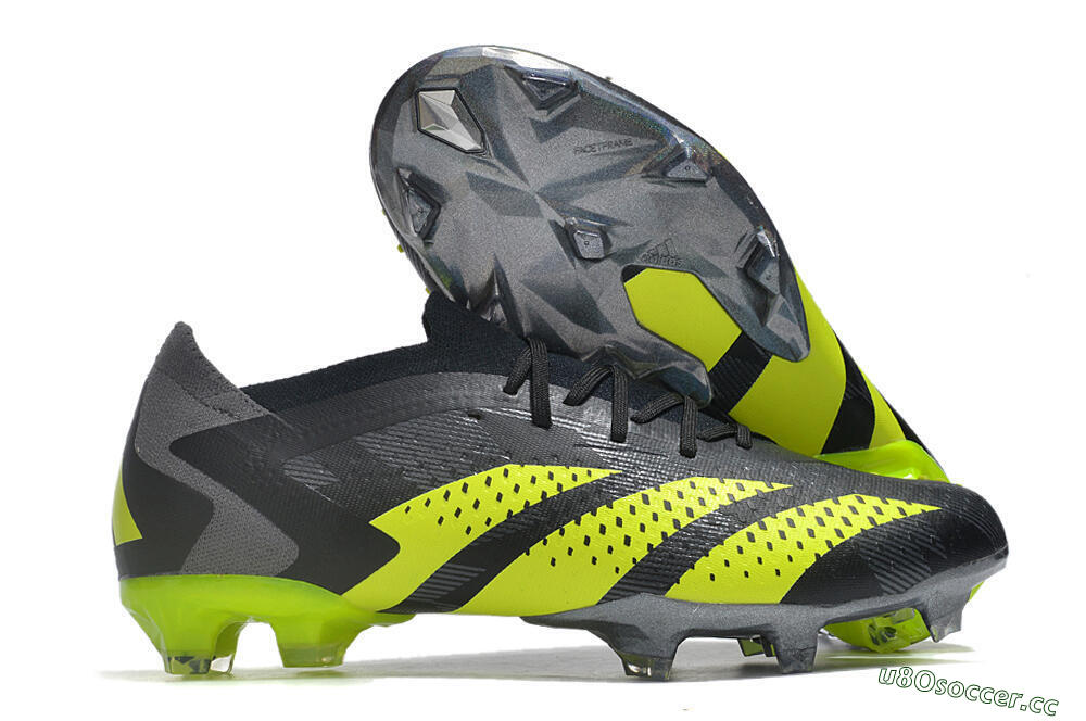 Men's Adidas Predator Accuracy Paul Pogba.1 FG Firm Ground Low-Tops Football Boots - Grey/Black/Yellow 2