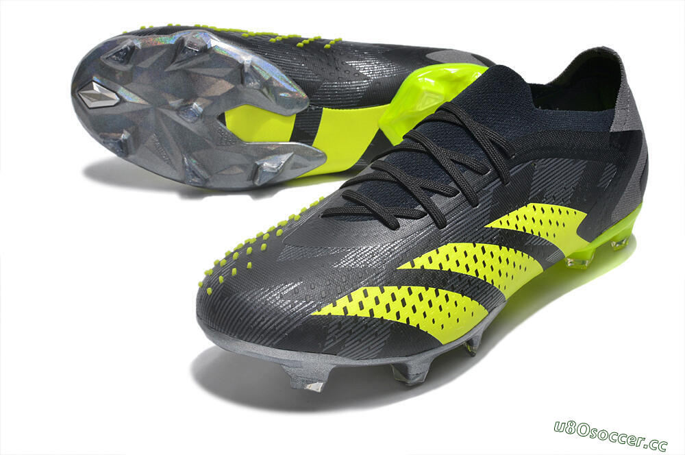 Men's Adidas Predator Accuracy Paul Pogba.1 FG Firm Ground Low-Tops Football Boots - Grey/Black/Yellow 3