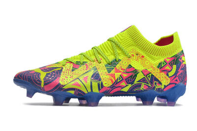 Men's Puma Future Ultimate FG Firm Ground Low-Tops Football Boots - Green/Blue/Pink
