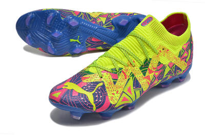 Men's Puma Future Ultimate FG Firm Ground Low-Tops Football Boots - Green/Blue/Pink