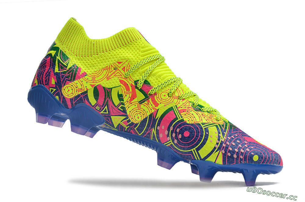 Men's Puma Future Ultimate FG Firm Ground Low-Tops Football Boots - Green/Blue/Pink 4
