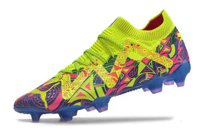 Men's Puma Future Ultimate FG Firm Ground Low-Tops Football Boots - Green/Blue/Pink