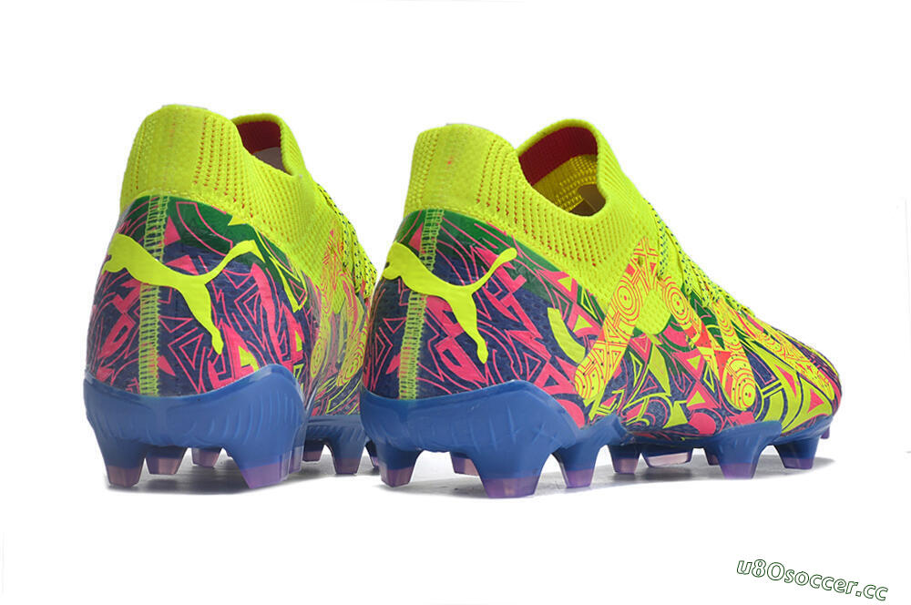 Men's Puma Future Ultimate FG Firm Ground Low-Tops Football Boots - Green/Blue/Pink 6