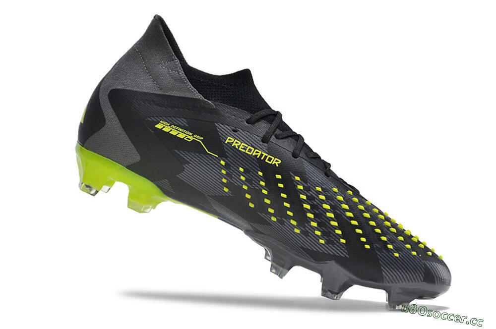 Men's Adidas Predator Accuracy.1 FG Firm Ground High-Tops Football Boots - Black/Grey/Yellow 4