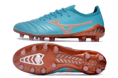Men's Mizuno Morelia Neo 3 Made in Japan FG Firm Ground Low-Tops Football Boots - Blue/Brown