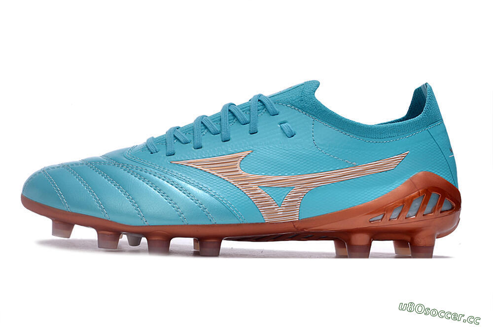 Men's Mizuno Morelia Neo 3 Made in Japan FG Firm Ground Low-Tops Football Boots - Blue/Brown 0