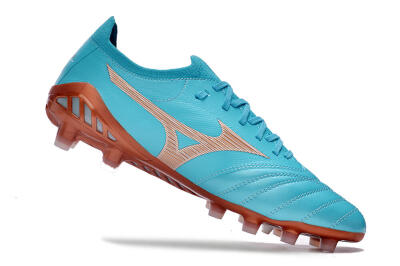 Men's Mizuno Morelia Neo 3 Made in Japan FG Firm Ground Low-Tops Football Boots - Blue/Brown