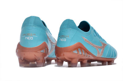 Men's Mizuno Morelia Neo 3 Made in Japan FG Firm Ground Low-Tops Football Boots - Blue/Brown