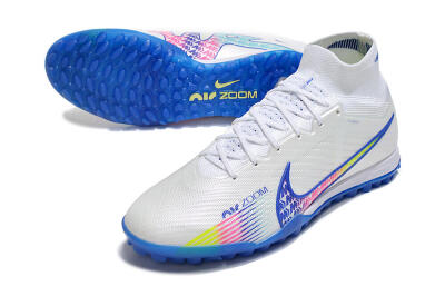 Men's Nike Air Zoom Mercurial Superfly 9 Elite TF Artificial Turf High-Tops Football Shoes - White/Blue/Pink