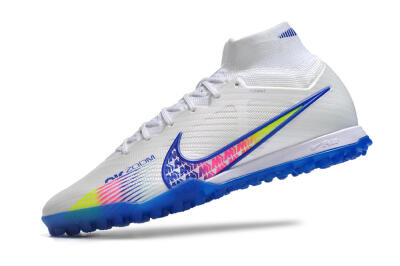 Men's Nike Air Zoom Mercurial Superfly 9 Elite TF Artificial Turf High-Tops Football Shoes - White/Blue/Pink