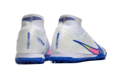 Men's Nike Air Zoom Mercurial Superfly 9 Elite TF Artificial Turf High-Tops Football Shoes - White/Blue/Pink
