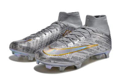 Unisex Nike Air Zoom Mercurial Superfly 15 Elite FG Firm Ground High-Tops Football Boots - Sliver/Gold/Rainbow