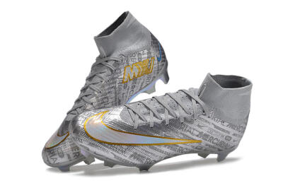 Unisex Nike Air Zoom Mercurial Superfly 15 Elite FG Firm Ground High-Tops Football Boots - Sliver/Gold/Rainbow
