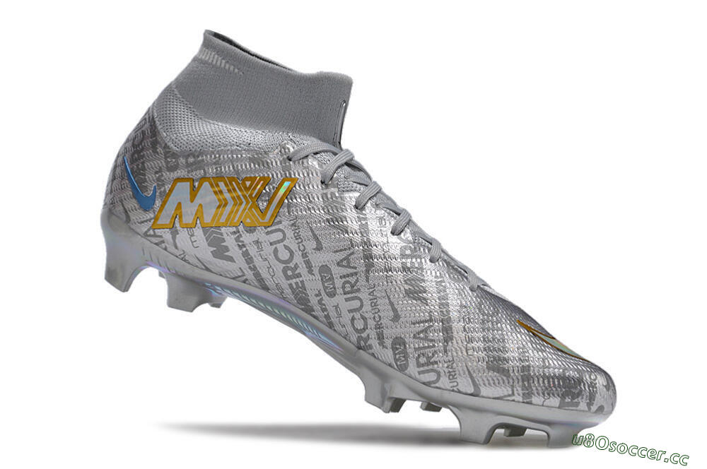 Unisex Nike Air Zoom Mercurial Superfly 15 Elite FG Firm Ground High-Tops Football Boots - Sliver/Gold/Rainbow 7